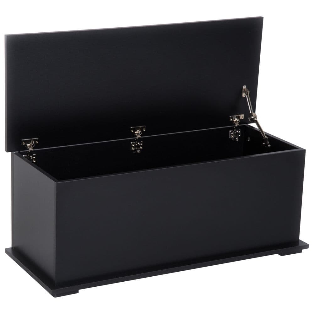 image-HOMCOM Ottoman Storage Box Chest Cabinet Keepsake With Lid Chipboard Black