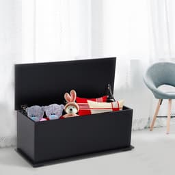 image-HOMCOM Ottoman Storage Box Chest Cabinet Keepsake With Lid Chipboard Black