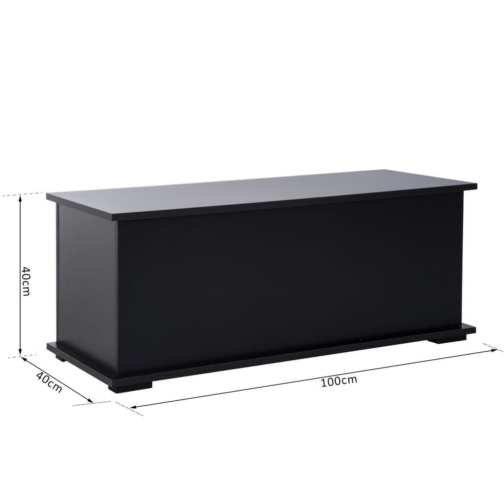 image-HOMCOM Ottoman Storage Box Chest Cabinet Keepsake With Lid Chipboard Black