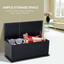 image-HOMCOM Ottoman Storage Box Chest Cabinet Keepsake With Lid Chipboard Black