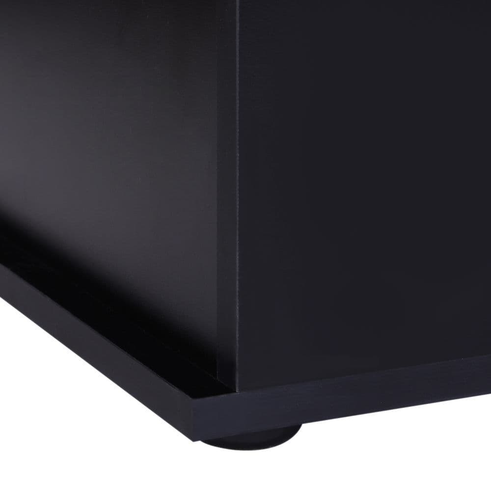 image-HOMCOM Ottoman Storage Box Chest Cabinet Keepsake With Lid Chipboard Black