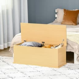 image-Storage Box Chest Lid Spacious Collect Cabinet Chipboard -Burlywood