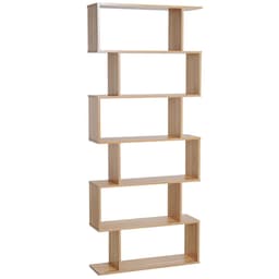image-6-Tier Wooden Modern S-Shaped Shelf Storage Unit Home Office Oak Colour