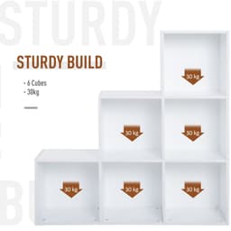image-Storage Cabinet with 6 Cubes Closet Organiser with 3-Tier Shelf, White