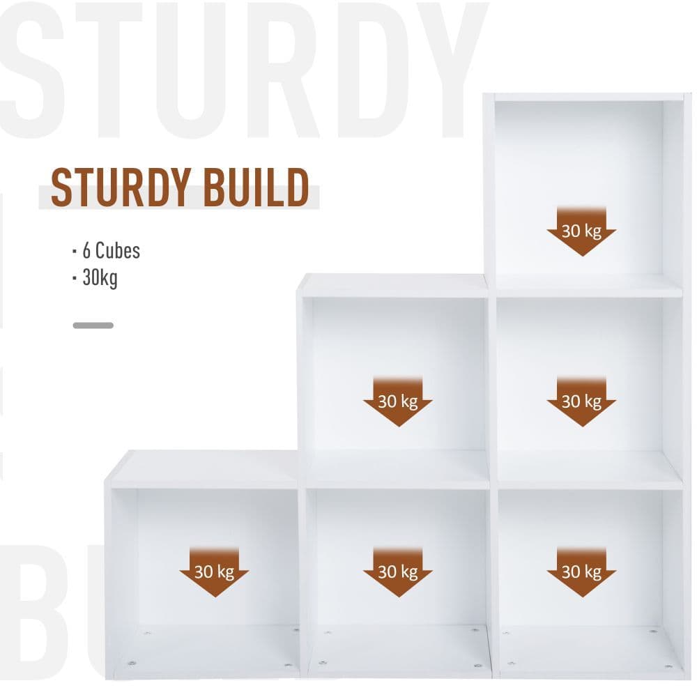 image-Storage Cabinet with 6 Cubes Closet Organiser with 3-Tier Shelf, White