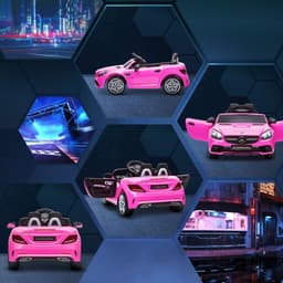 image-Benz 12V Kids Electric Ride On Car W/ Remote Control Music Pink