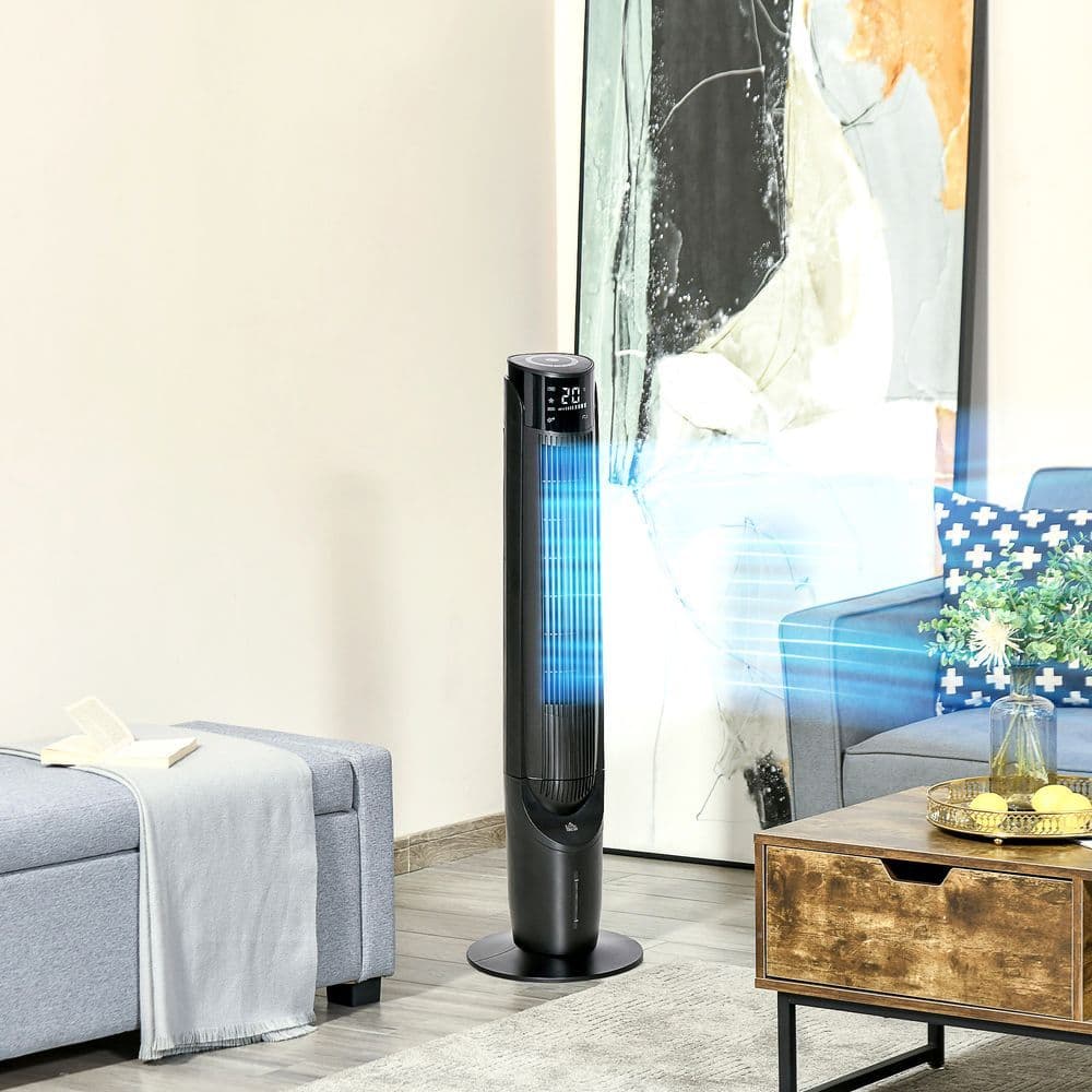 image-Quiet Air Cooler, Home Evaporative Ice Cooling Tower Fan Bedroom, Black