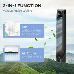 image-Quiet Air Cooler, Home Evaporative Ice Cooling Tower Fan Bedroom, Black