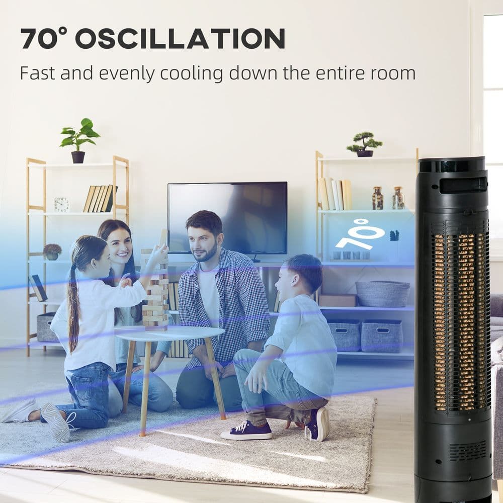 image-Quiet Air Cooler, Home Evaporative Ice Cooling Tower Fan Bedroom, Black