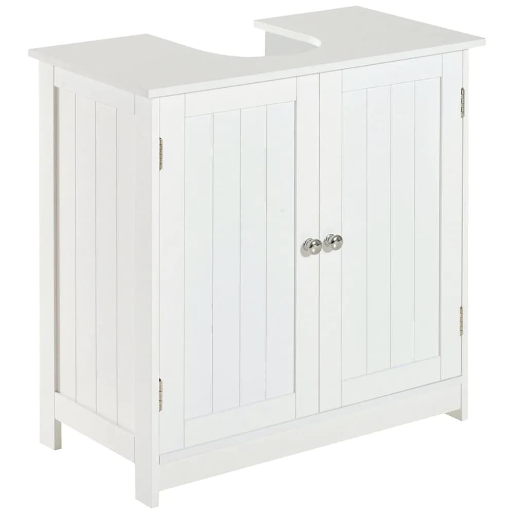 image-HOMCOM Basin Sink Vanity Cabinet Toilet Bathroom Shelf Door Storage Wooden