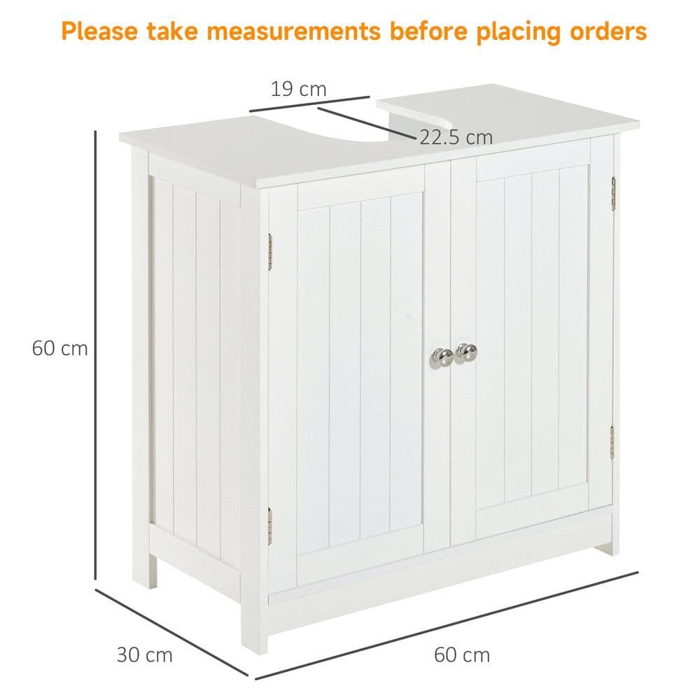 image-HOMCOM Basin Sink Vanity Cabinet Toilet Bathroom Shelf Door Storage Wooden
