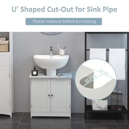 image-HOMCOM Basin Sink Vanity Cabinet Toilet Bathroom Shelf Door Storage Wooden