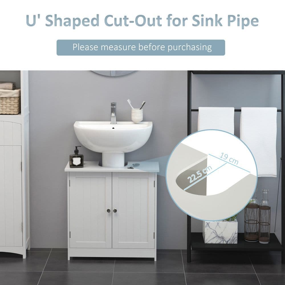 image-HOMCOM Basin Sink Vanity Cabinet Toilet Bathroom Shelf Door Storage Wooden