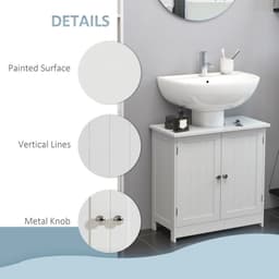 image-HOMCOM Basin Sink Vanity Cabinet Toilet Bathroom Shelf Door Storage Wooden