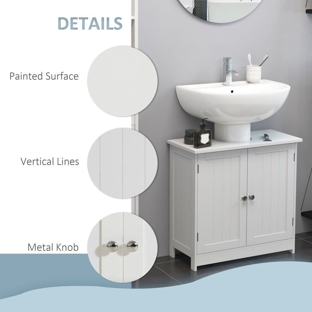 image-HOMCOM Basin Sink Vanity Cabinet Toilet Bathroom Shelf Door Storage Wooden