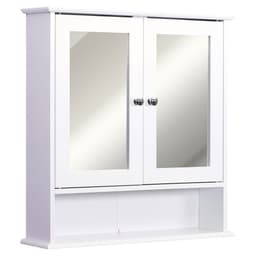 image-kleankin Wall-mounted Cabinet Mirror Door Bathroom Organiser Living Room White