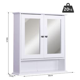 image-kleankin Wall-mounted Cabinet Mirror Door Bathroom Organiser Living Room White