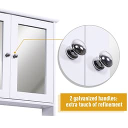 image-kleankin Wall-mounted Cabinet Mirror Door Bathroom Organiser Living Room White