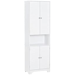 image-183x60cm Tall Freestanding Bathroom Cabinet Retro Shutters 3 Compartments White