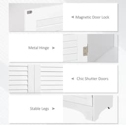 image-183x60cm Tall Freestanding Bathroom Cabinet Retro Shutters 3 Compartments White