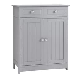 image-kleankin Bathroom Floor Storage Cabinet w/ 2 Drawers Door Cupboard Grey