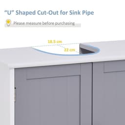 image-kleankin 60x60cm Under-Sink Storage Cabinet w/ Adjustable Shelf Grey White