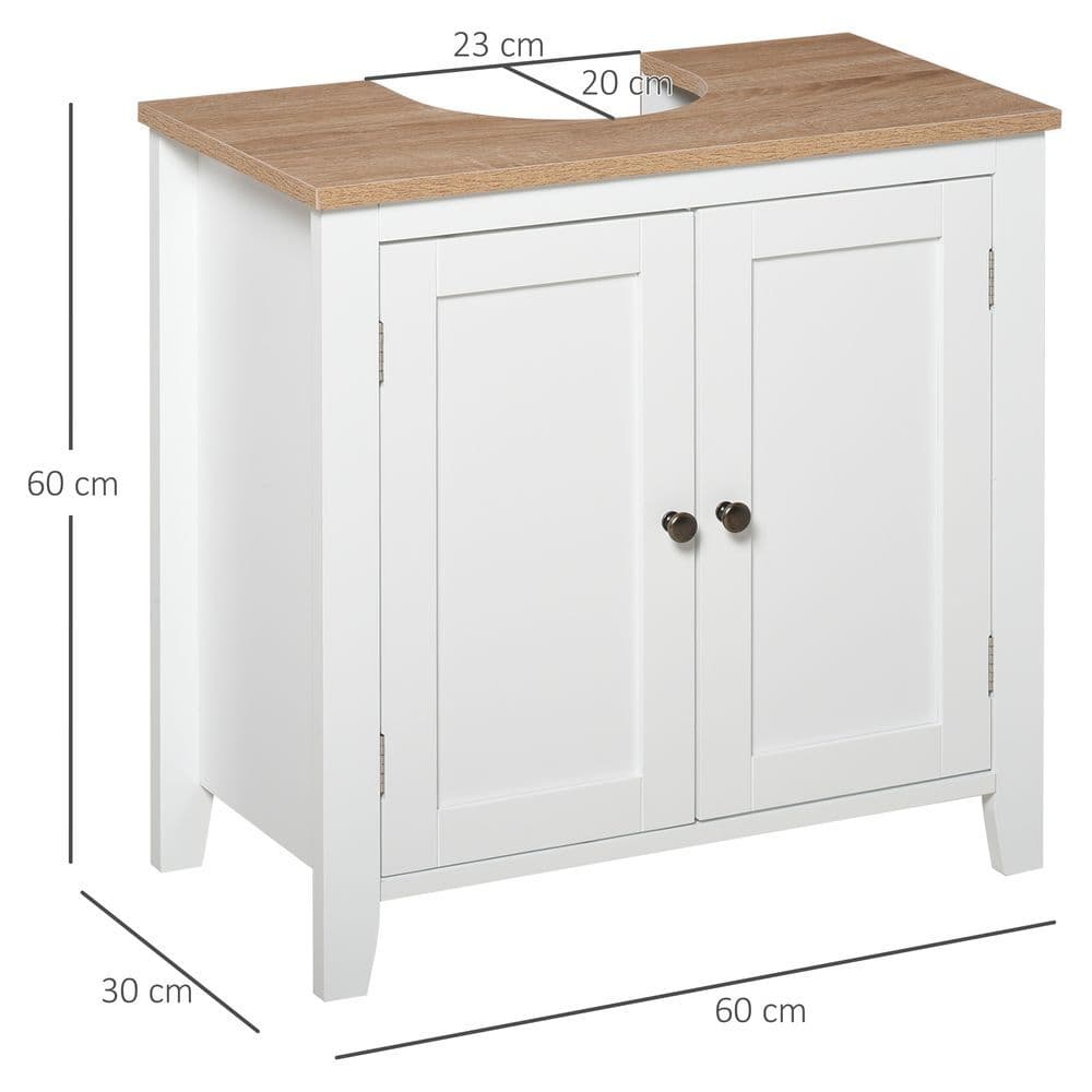 image-kleankin Bathroom Pedestal Under Sink Cabinet Floor Storage Shelf Double Door