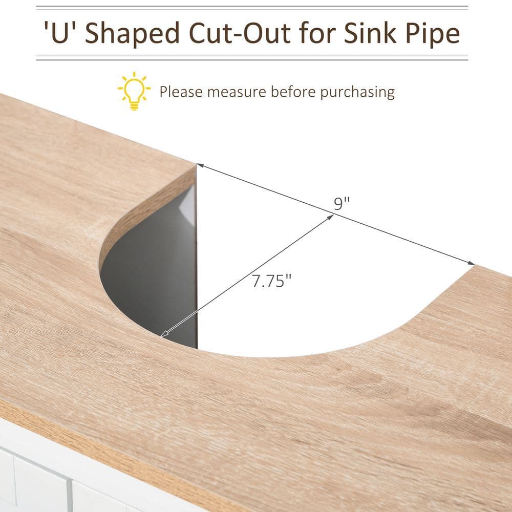 image-kleankin Bathroom Pedestal Under Sink Cabinet Floor Storage Shelf Double Door
