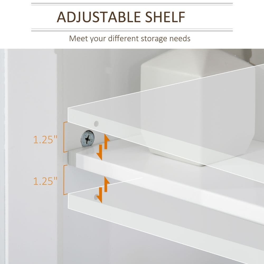 image-kleankin Bathroom Pedestal Under Sink Cabinet Floor Storage Shelf Double Door
