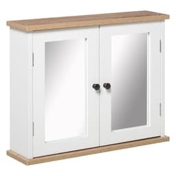 image-kleankin Bathroom Mirror Cabinet Wall Mounted Storage Cupboard W/ Double Door