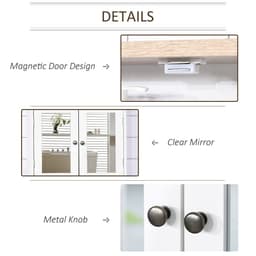 image-kleankin Bathroom Mirror Cabinet Wall Mounted Storage Cupboard W/ Double Door