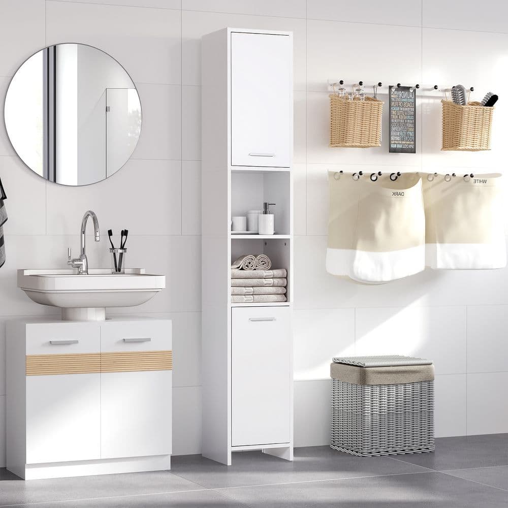 image-Storage Cabinet For Bathroom Bedroom Freestanding Door Cupboard&Shelves