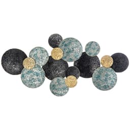 image-HOMCOM Minimalist Metal Wall Art Circle Home Hanging Wall Sculpture, Blue