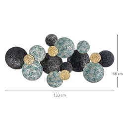 image-HOMCOM Minimalist Metal Wall Art Circle Home Hanging Wall Sculpture, Blue