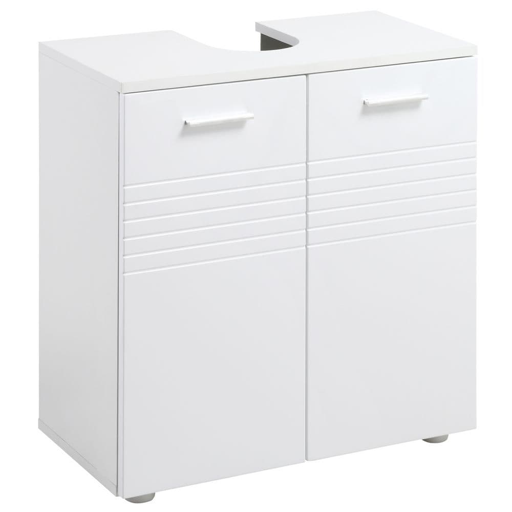 image-kleankin Bathroom Pedestal Under Sink Cabinet with Storage Shelf Double Door