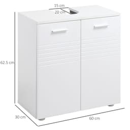 image-kleankin Bathroom Pedestal Under Sink Cabinet with Storage Shelf Double Door