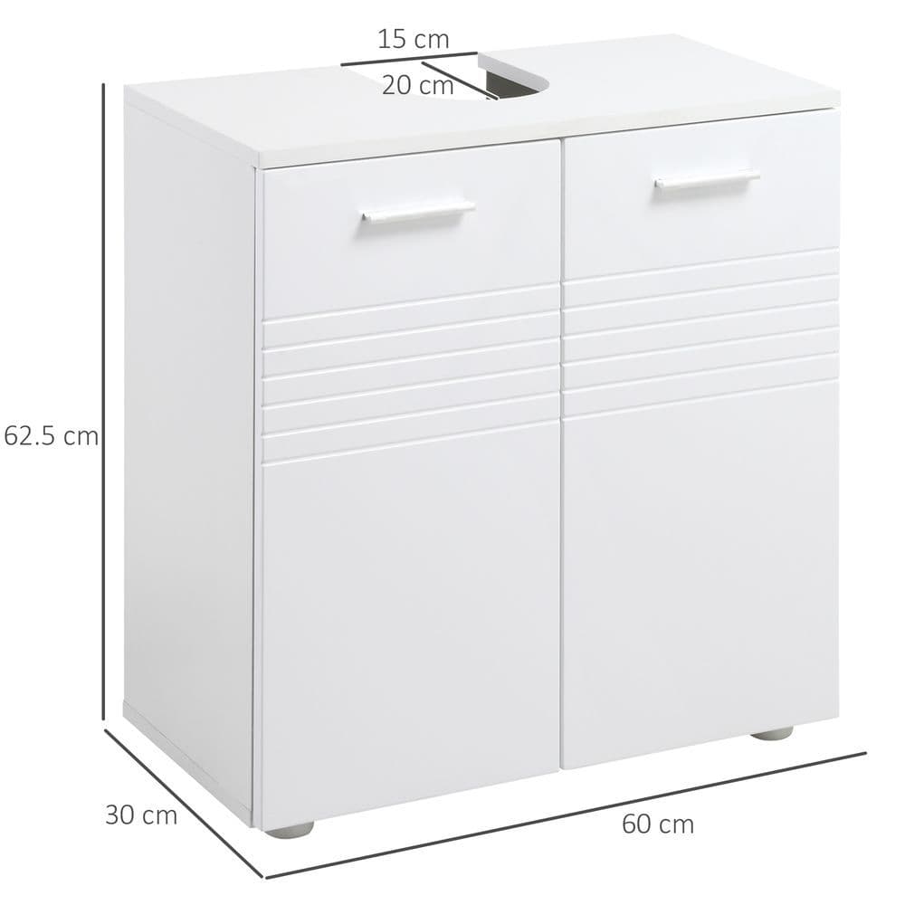 image-kleankin Bathroom Pedestal Under Sink Cabinet with Storage Shelf Double Door
