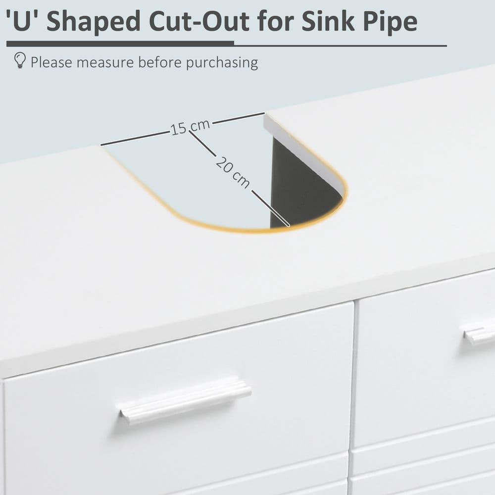 image-kleankin Bathroom Pedestal Under Sink Cabinet with Storage Shelf Double Door