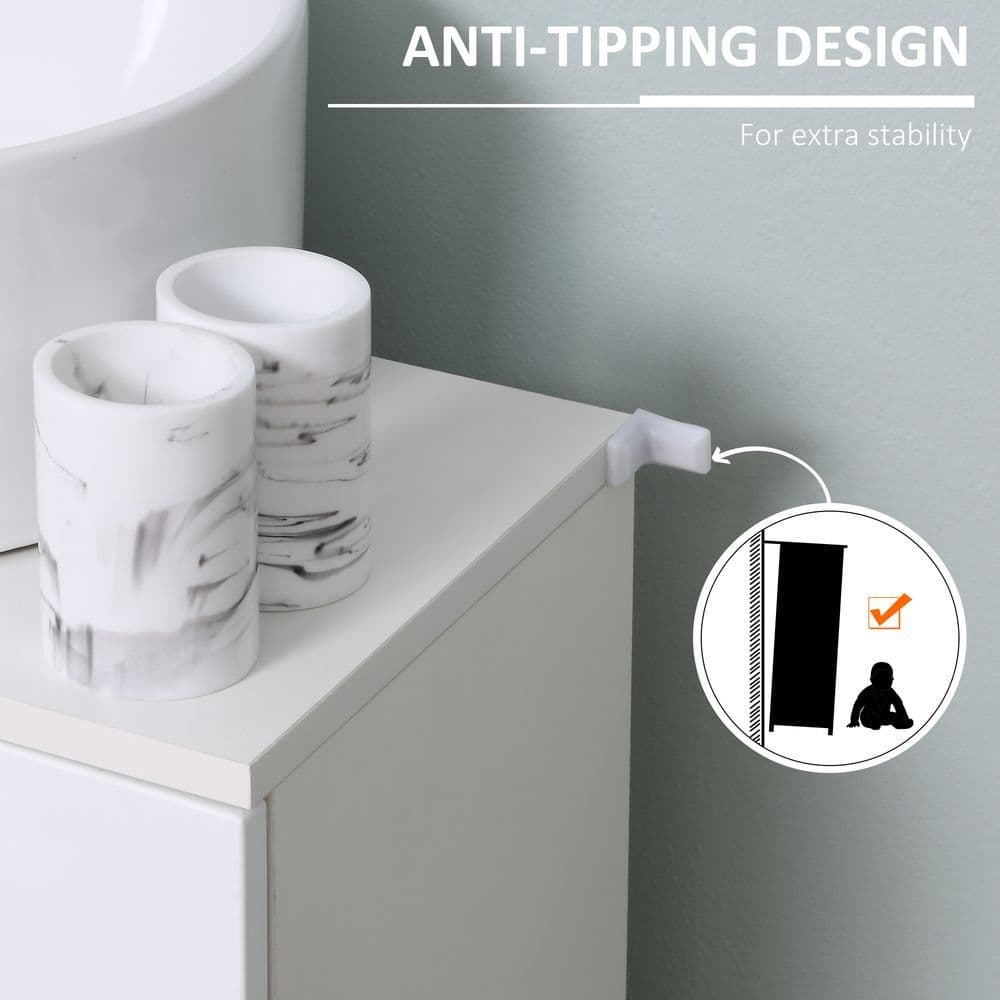 image-kleankin Bathroom Pedestal Under Sink Cabinet with Storage Shelf Double Door