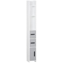 image-kleankin Freestanding Tall Bathroom Cabinet W/ Open Shelves 3 Cupboards, Grey