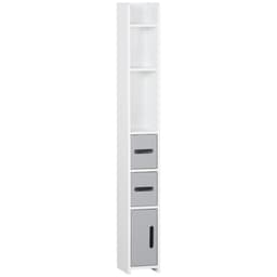 image-kleankin Freestanding Tall Bathroom Cabinet W/ Open Shelves 3 Cupboards, Grey