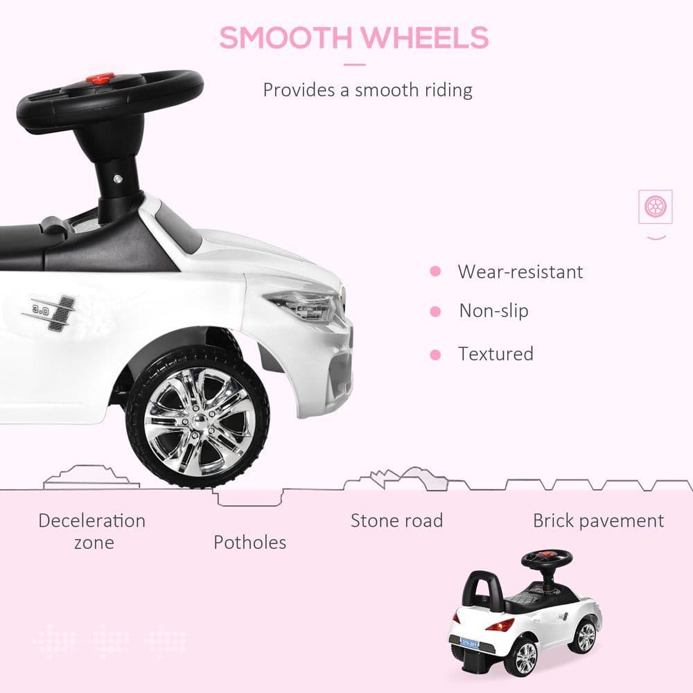 image-Ride on Car Baby Toddler Walker Foot to Floor Sliding Car Slider White