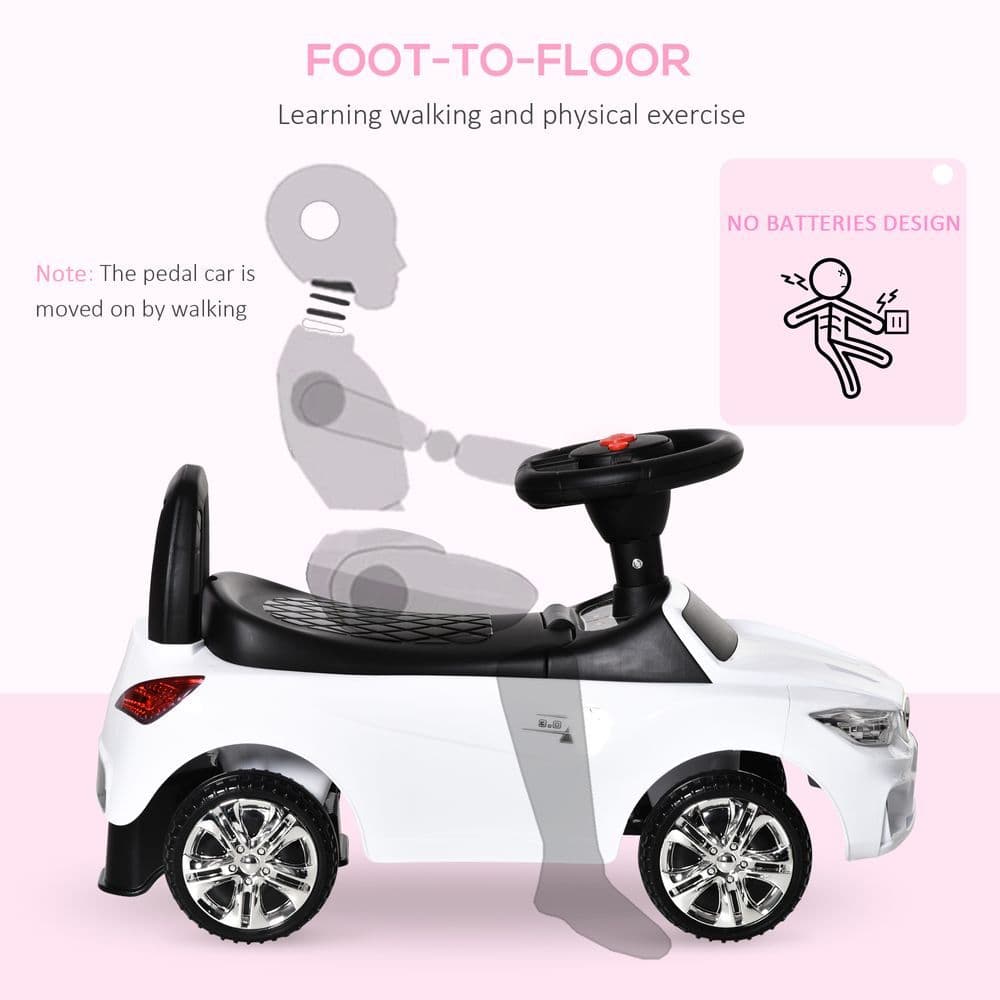 image-Ride on Car Baby Toddler Walker Foot to Floor Sliding Car Slider White
