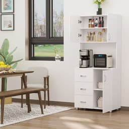 image-Kitchen Storage Cabinet Wooden Cupboard Organizer Home Furniture, White