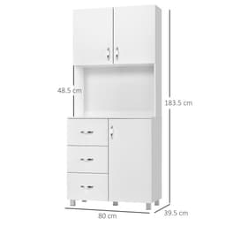 image-Kitchen Storage Cabinet Wooden Cupboard Organizer Home Furniture, White