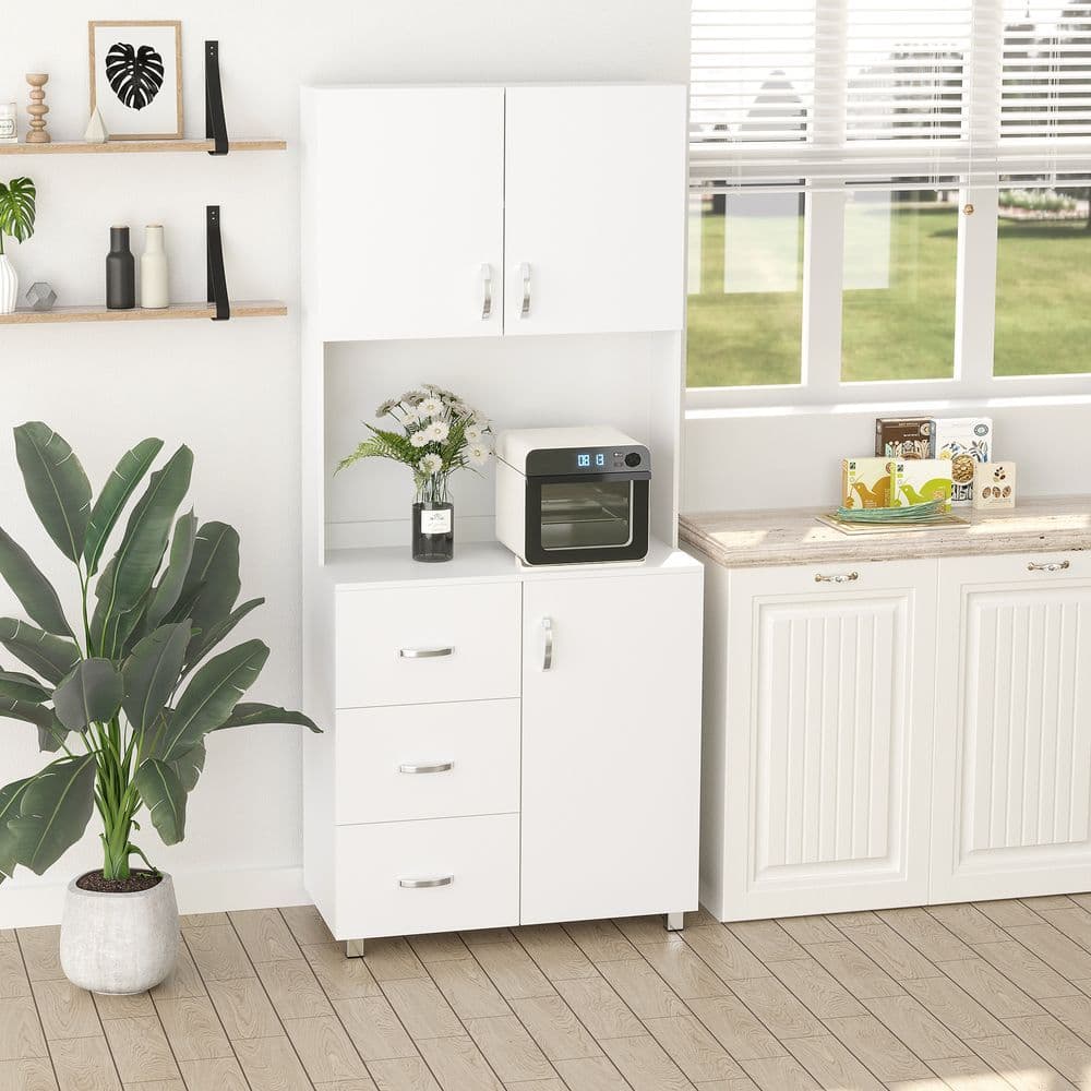 image-Kitchen Storage Cabinet Wooden Cupboard Organizer Home Furniture, White