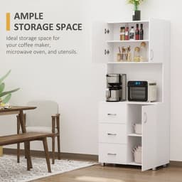 image-Kitchen Storage Cabinet Wooden Cupboard Organizer Home Furniture, White