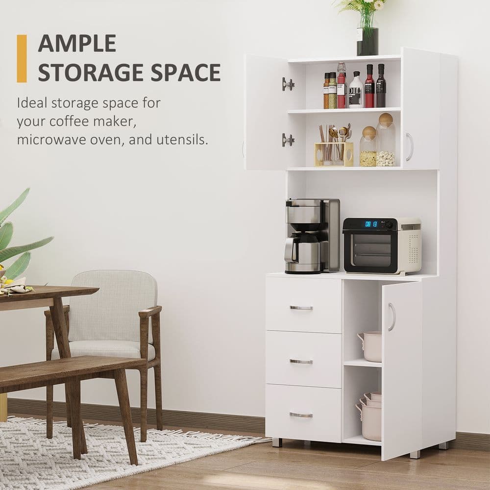 image-Kitchen Storage Cabinet Wooden Cupboard Organizer Home Furniture, White