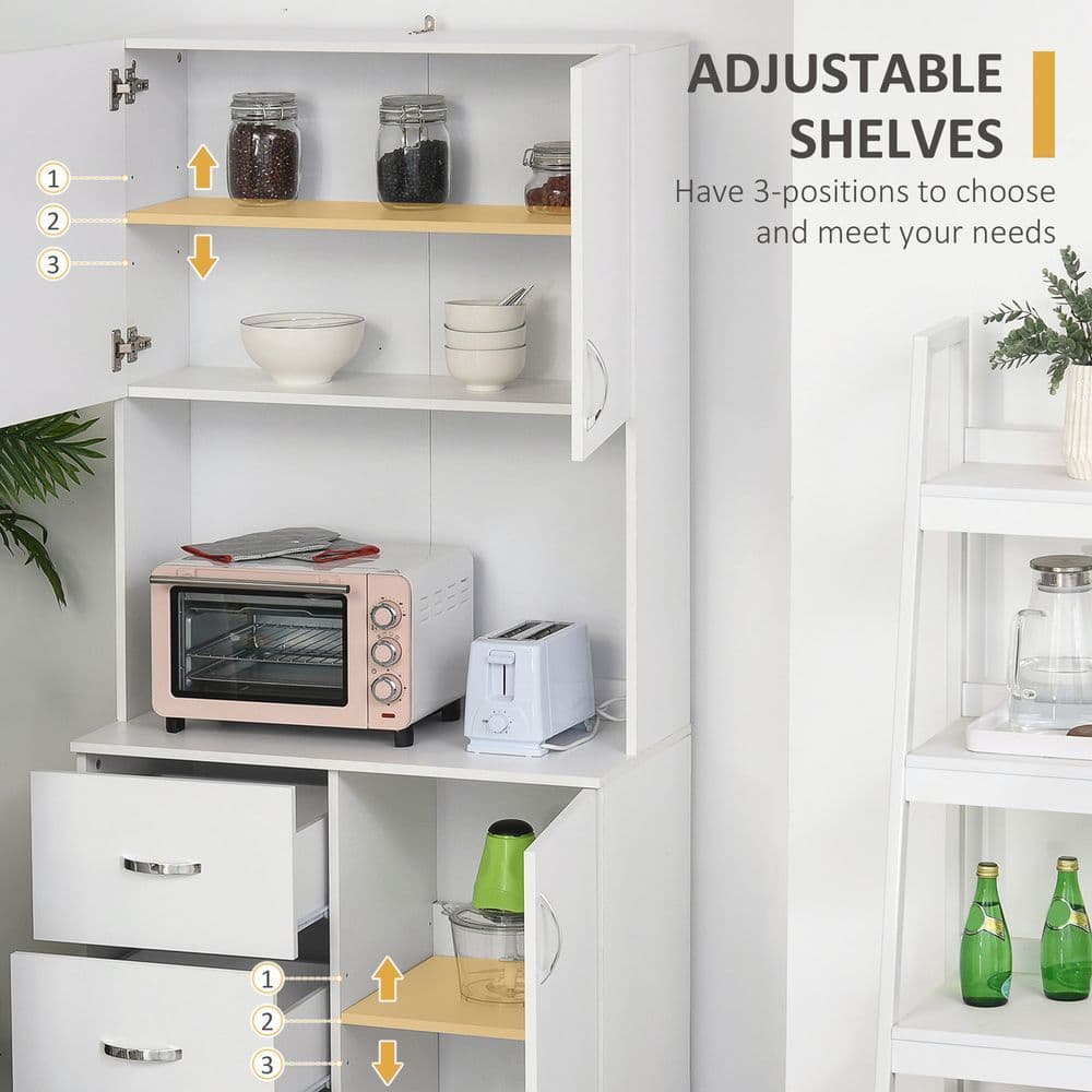 image-Kitchen Storage Cabinet Wooden Cupboard Organizer Home Furniture, White