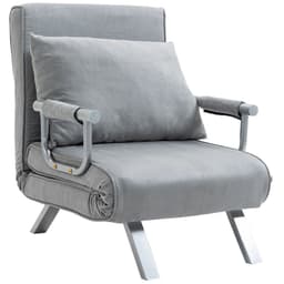 image-Sofa Bed Foldable Portable Armchair Sleeper Lounge Pillow Light Grey